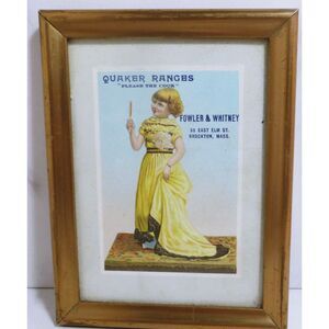 Vintage Quaker Ranges ~Please The Cook ~Advertisement Card Framed 6 x 4.5"
